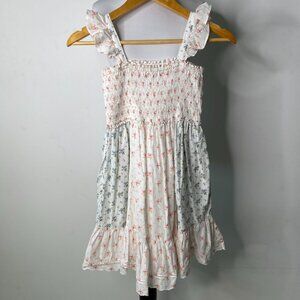 Polo Ralph Lauren Kid's Cream White Floral Smocked Sleeveless Mini Dress Size 10